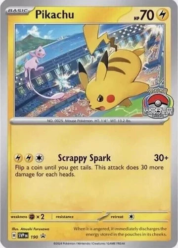 World Championship 2024 Pikachu SVP 190 Black star promo Sealed (B)