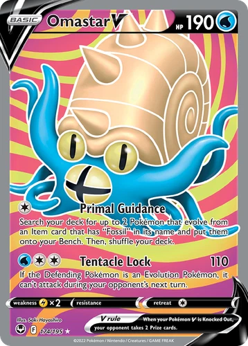 Omastar V 174/195 Rare Ultra | Silver Tempest | Pokemon Card