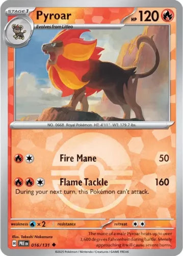 Pokemon TCG Prismatic Evolutions Pyroar 016/131 Pokeball Ball