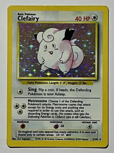Clefairy 5/102 (HP) Holo Rare Base Set Unlimited 1996 WOTC Pokémon Card