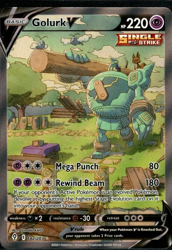 Pokémon TCG Golurk V 182/203 Evolving Skies Alt Art Ultra Rare