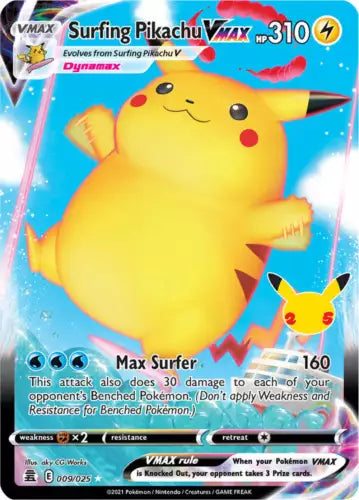Surfing Pikachu VMAX (009/025) Celebrations: 25th Anniversary