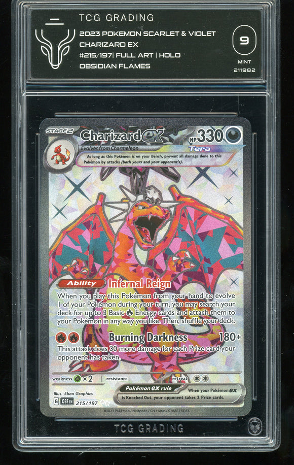 Charizard Ex 215/197 Obsidian Flames TCG 9 Mint Card