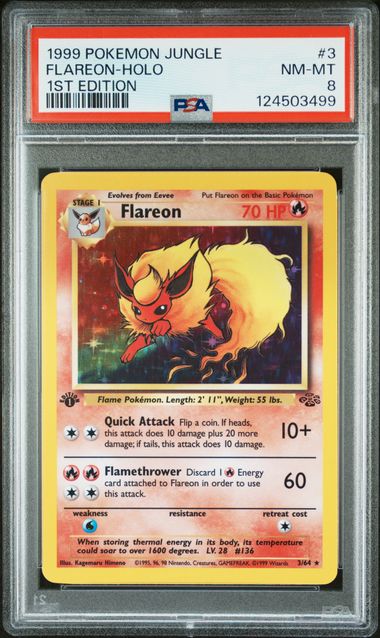 1999 POKEMON JUNGLE #3 FLAREON-HOLO 1ST EDITION PSA 8