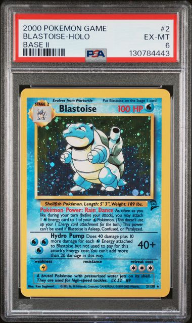 2000 POKEMON GAME BASE II #2 BLASTOISE-HOLO BASE II PSA 6 (B)